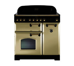 RANGEMASTER  Classic Deluxe 90 Electric Induction Range Cooker - Cream & Brass
